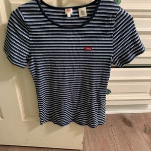 Levi’s, women medium striped shirt, short sleeved